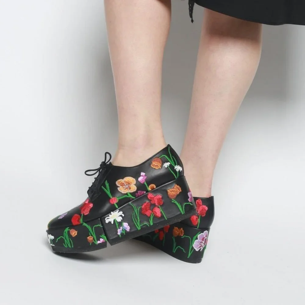 Robert Clergerie x Lucia Liu Anyang Floral Platform Loafers in White 40.5 10